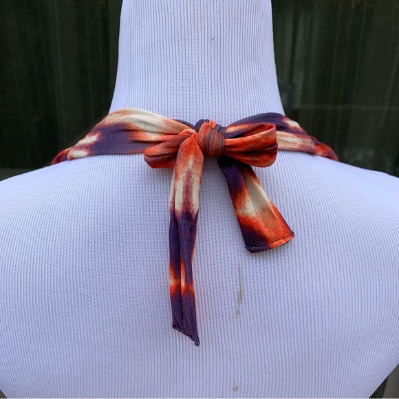 Vix Paula Hermanny Ikat print Peach Pink Cream Blue Jersey Halter Maxi Dress L - Picture 9 of 16